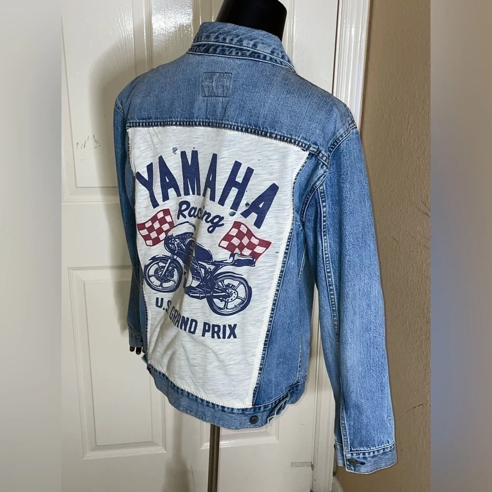 Unisex Gap Denim Gap Customized , Medium Wash Denim Icon Jean Jacket, Sz Large  - Picture 5 of 16